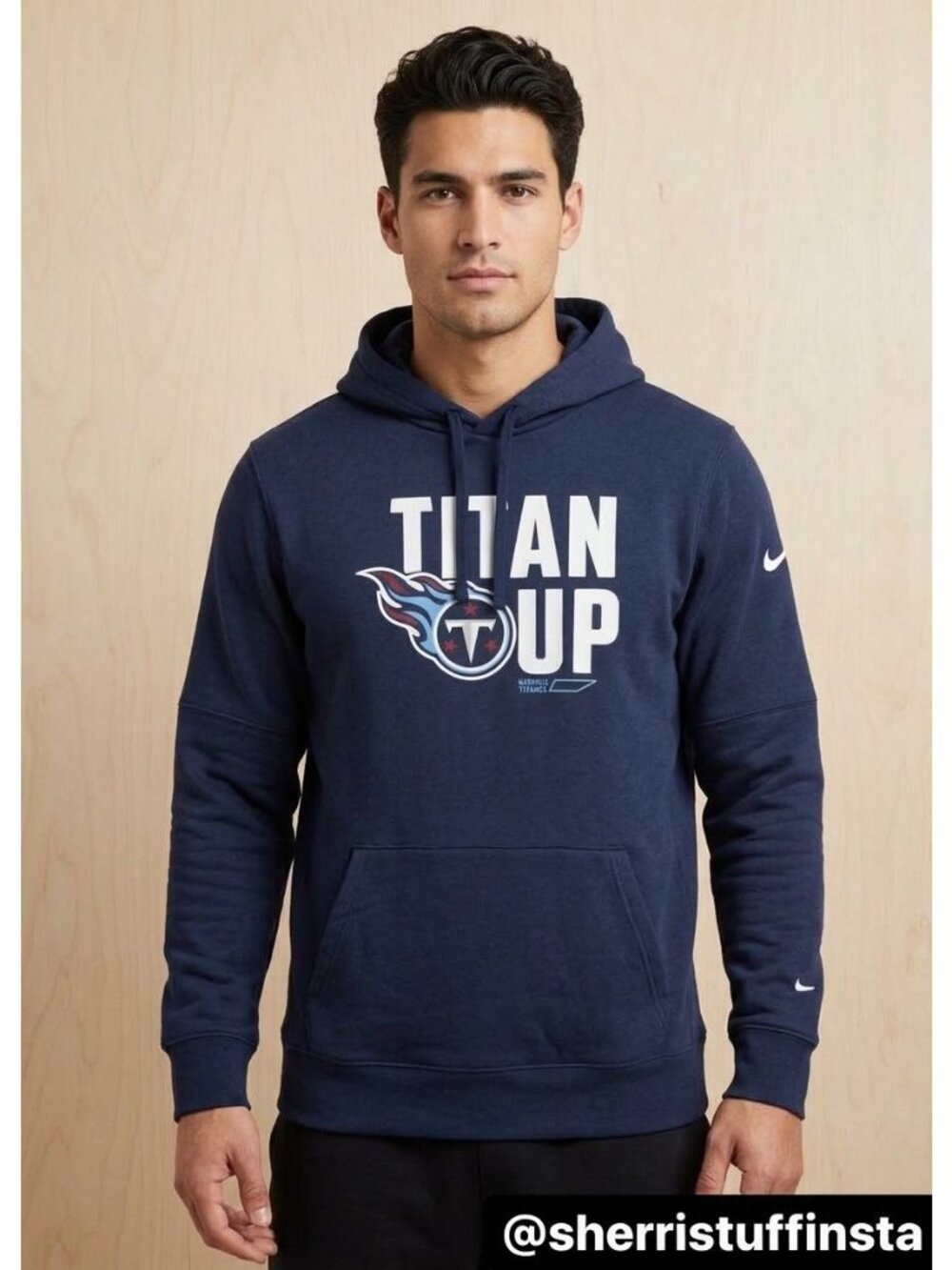 EXCELLENT Nike Tennessee Titans Navy Blue Titan Up Pullover Hoodie Sweatshirt XL